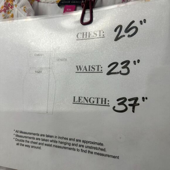 Vince Camuto Mini Dress Womens XXL White Floral Ruffle Cottage Lined V-Neck Plus - Picture 9 of 9